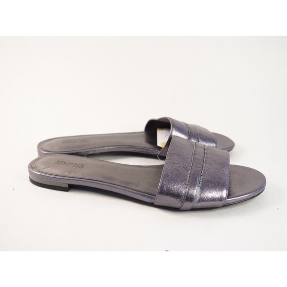 Michael Kors Silver Metallic Leather Slip-On Sandals Flats, Size 8 (US) - Picture 5 of 10